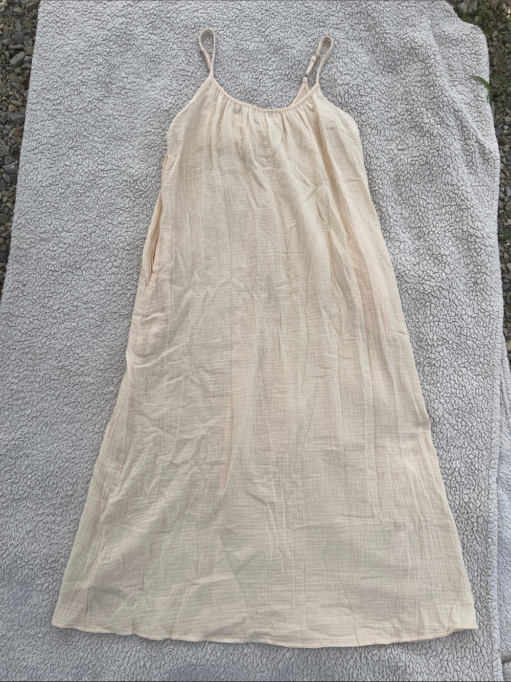 Lillusory Cream Textured Slip Dress Beach Coverup